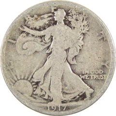 1917 Liberty Walking Half Dollar G Good Silver 50c Coin-1
