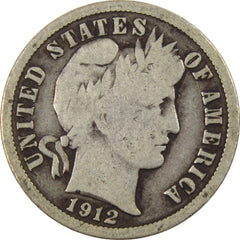 1912 Barber Dime VG Very Good Silver 10c Coin-1