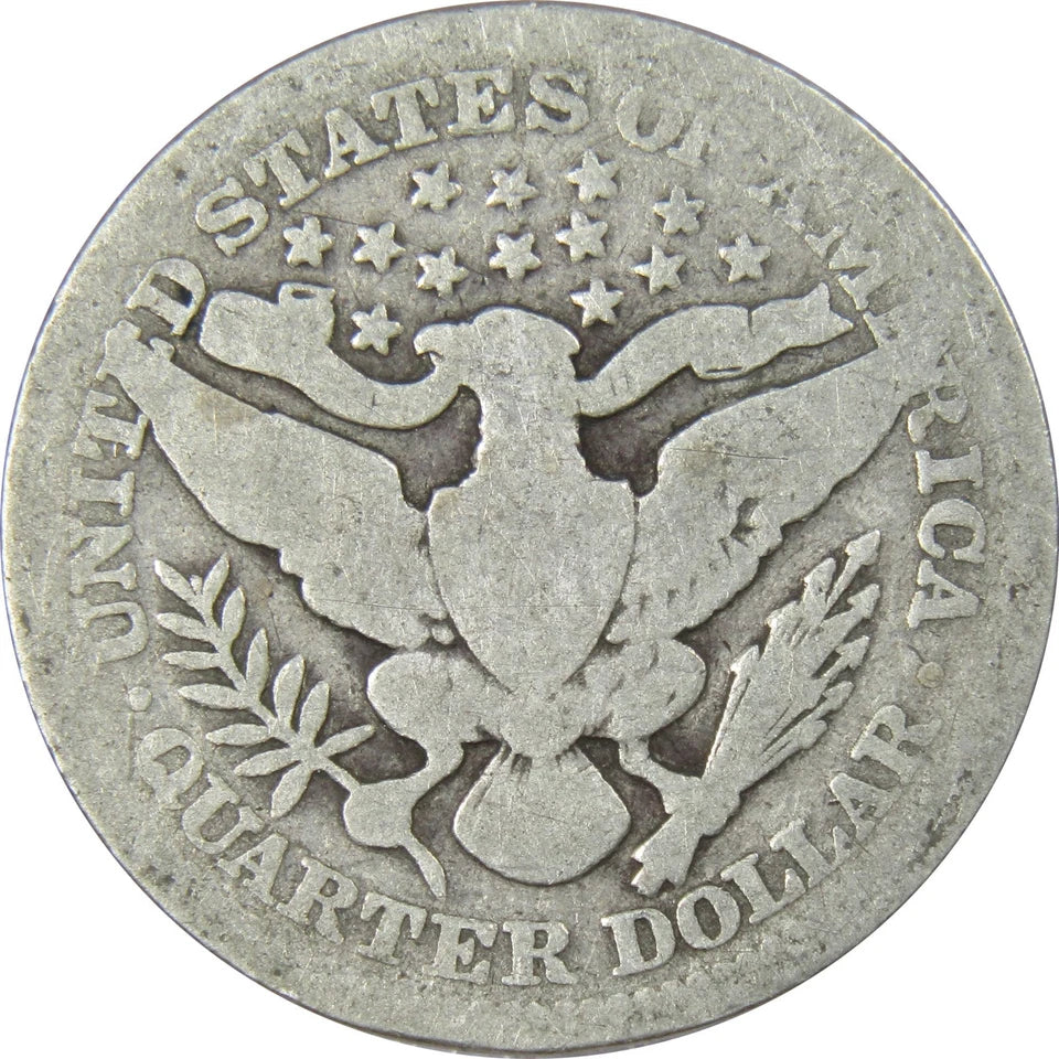1909 Barber Quarter Circulated Silver 25c Coin Collectible