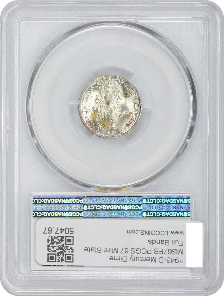 1943-D Mercury Silver Dime MS67FB PCGS-2