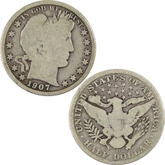 1907 D Barber Half Dollar G Good Silver 50c Coin-3