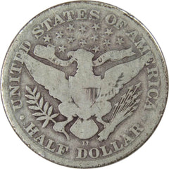 1908 D Barber Half Dollar Circulated Silver 50c Coin Collectible-2