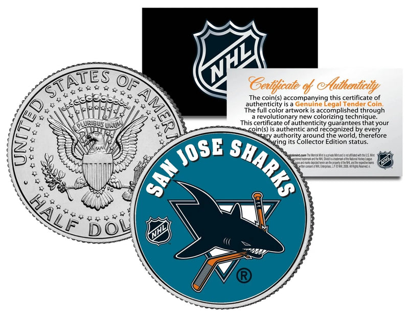 SAN JOSE SHARKS NHL Hockey JFK Kennedy Half Dollar U.S. Coin * LICENSED *-1