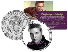 Elvis Presley "B & W Portrait" JFK Kennedy Half Dollar US Coin *Licensed*-1