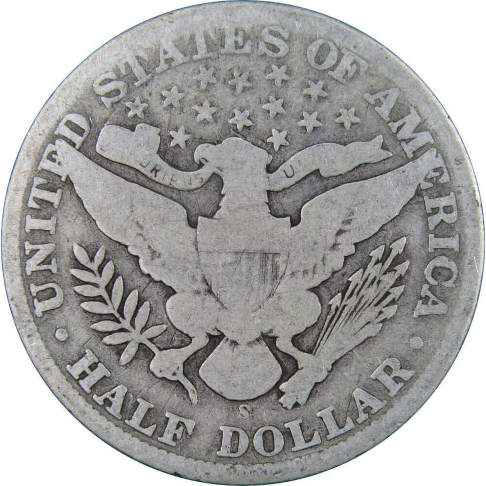 1909 S Barber Half Dollar Circulated Silver 50c Coin Collectible
