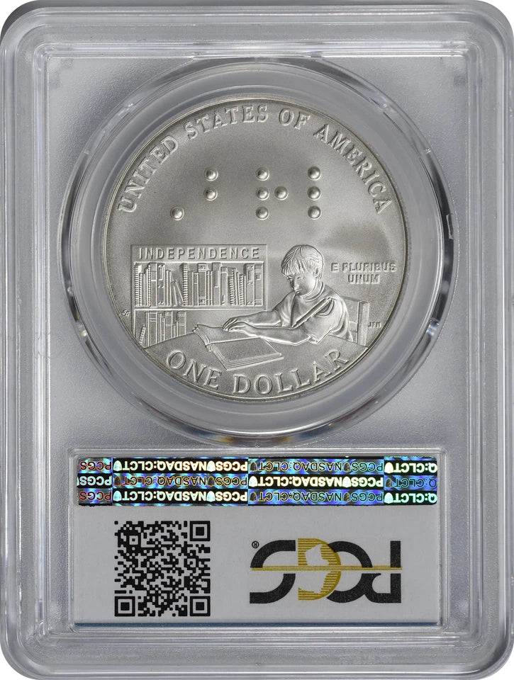 2009-P Louis Braille Silver Commemorative Dollar MS70 PCGS Mint State 70-2