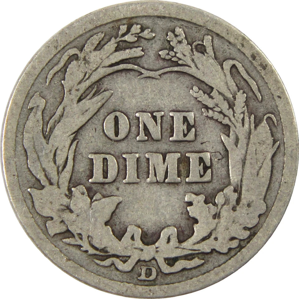 1914 D Barber Dime G Good Silver 10c Coin-2