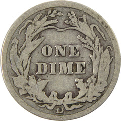 1914 D Barber Dime G Good Silver 10c Coin-2