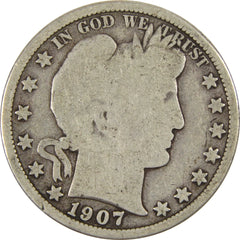 1907 D Barber Half Dollar G Good Silver 50c Coin-1