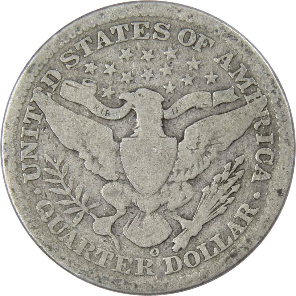 1907 O Barber Quarter Circulated Silver 25c Coin Collectible-2