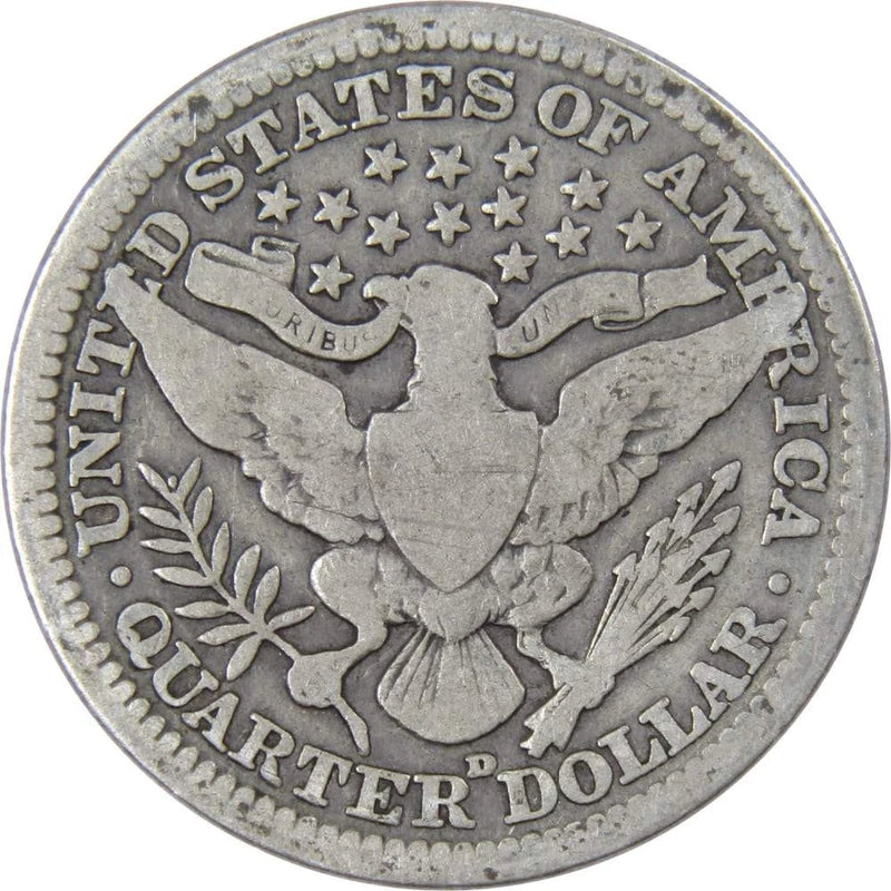 1914 D Barber Quarter Circulated Silver 25c Coin Collectible-2