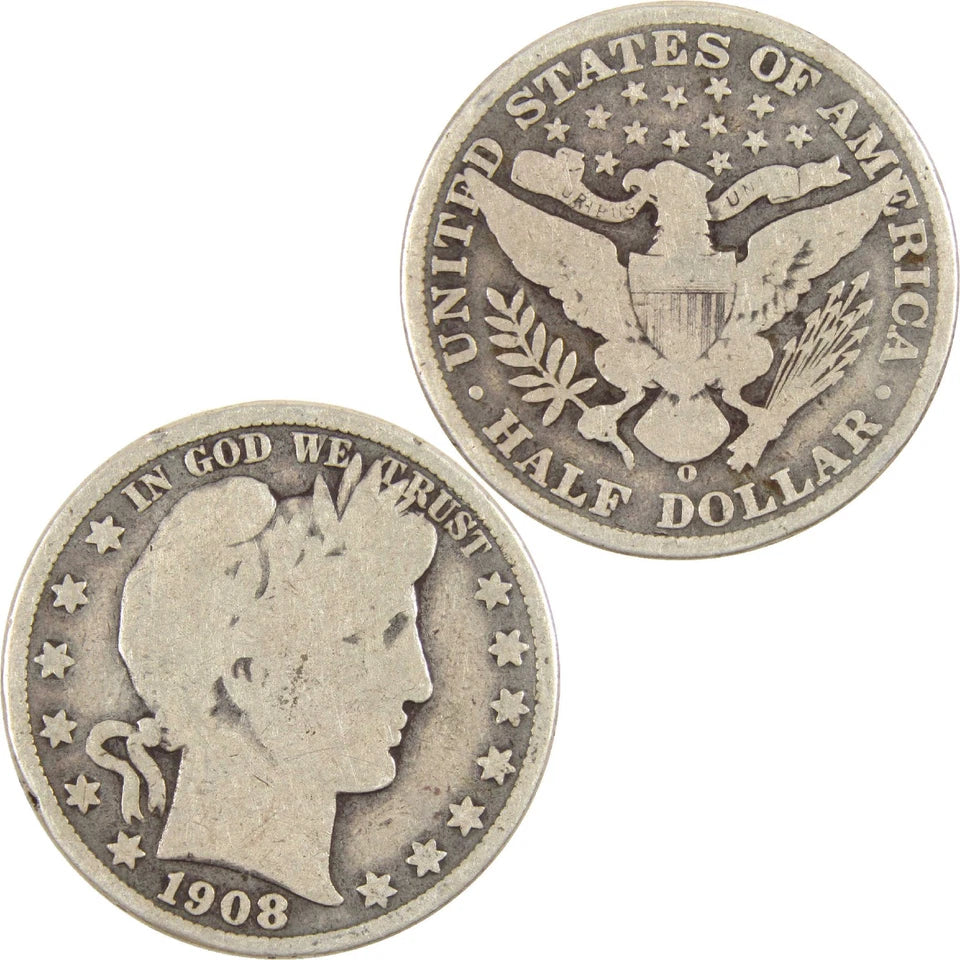 1908 O Barber Half Dollar G Good Silver 50c Coin-4