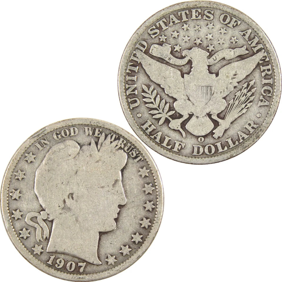 1907 O Barber Half Dollar G Good Silver 50c Coin-4