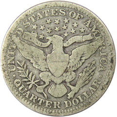 1907 Barber Quarter G Good 90% Silver 25c US Type Coin Collectible-2