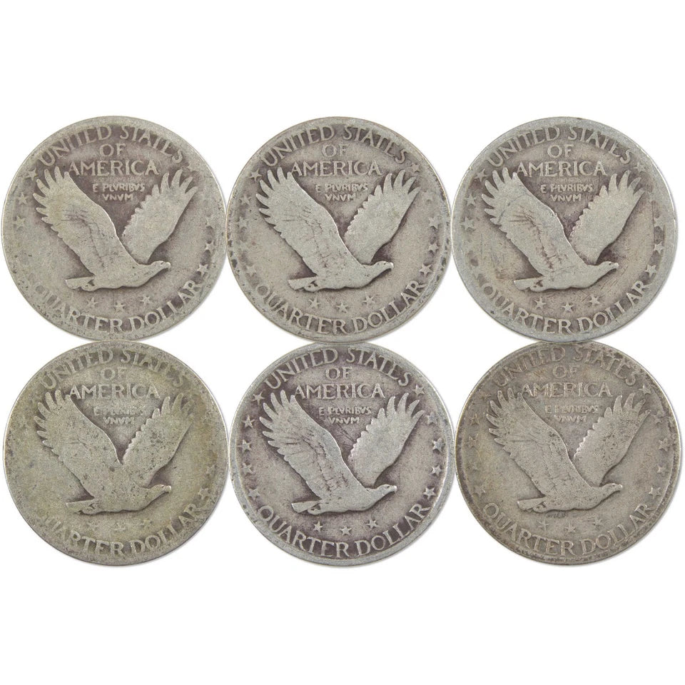 1925-1930 Standing Liberty Silver Quarter Circulated 6 Coin Set-2