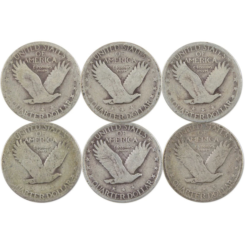 1925-1930 Standing Liberty Silver Quarter Circulated 6 Coin Set-2