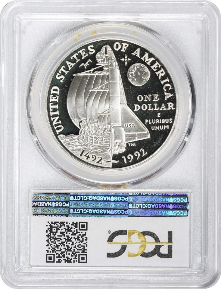 1992-P Columbus Silver Commemorative Dollar PR69DCAM PCGS Proof 69 Deep Cameo-2