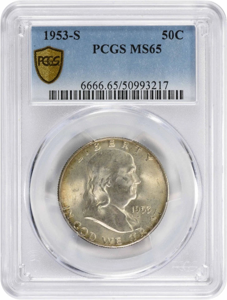 1953-S Franklin Silver Half Dollar MS65 PCGS