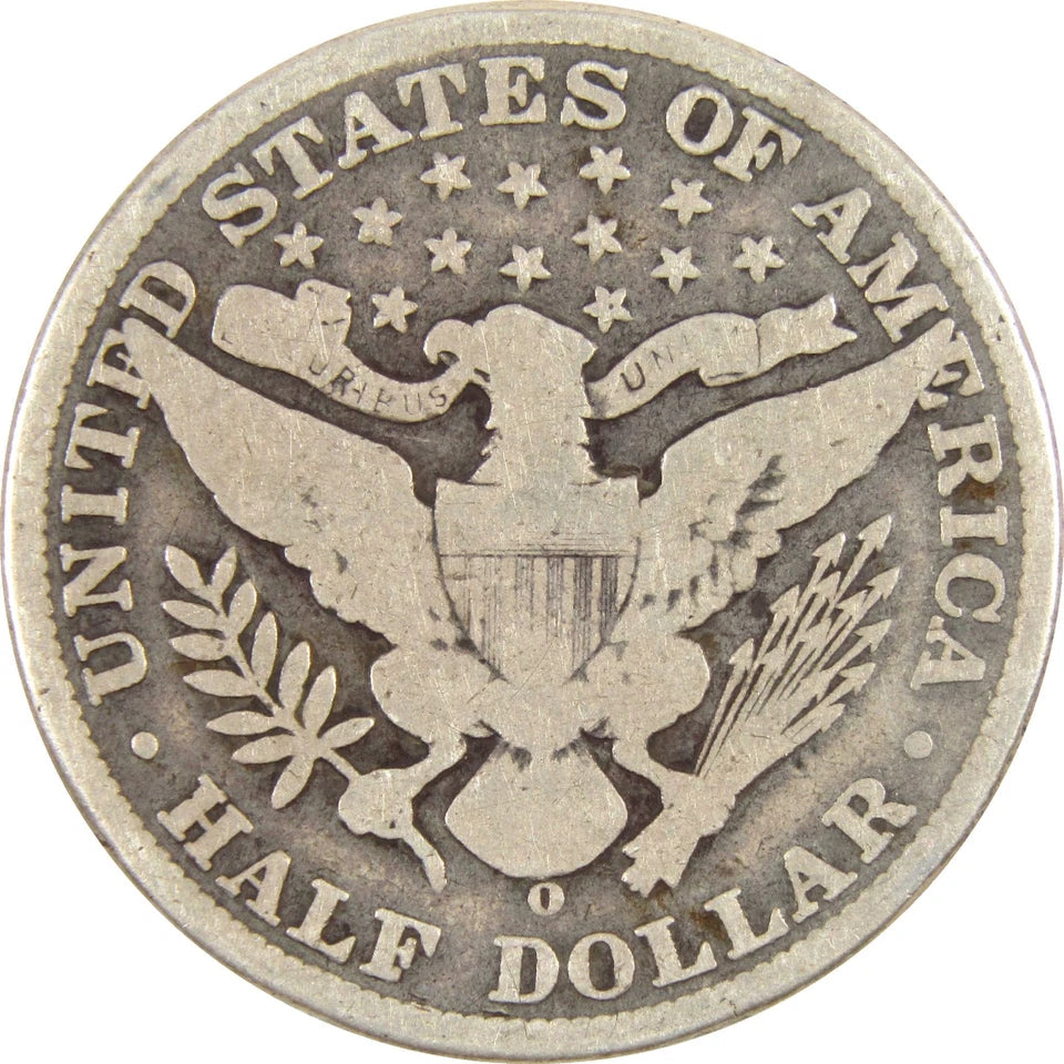 1908 O Barber Half Dollar G Good Silver 50c Coin-2