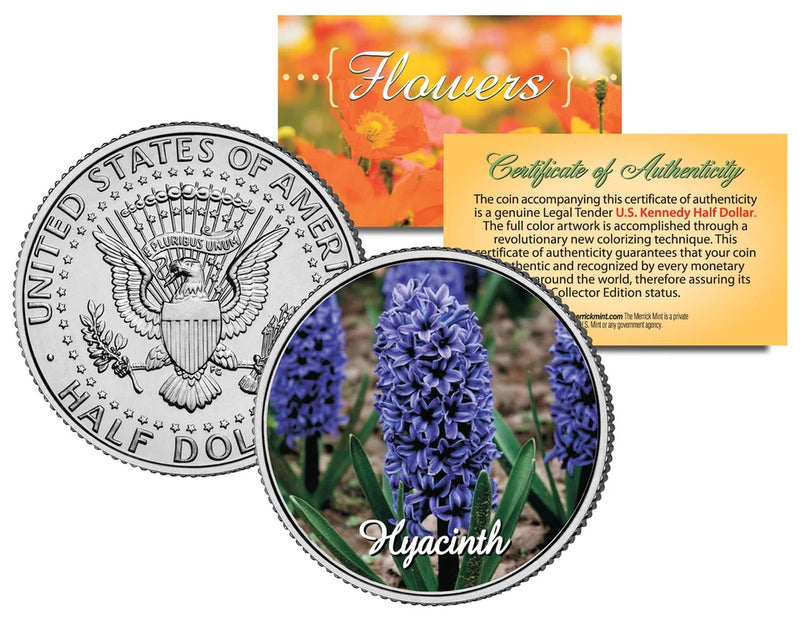 HYACINTH FLOWER JFK Kennedy Half Dollar US Colorized Coin-1