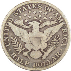 1907 Barber Half Dollar G Good Silver 50c Coin-2