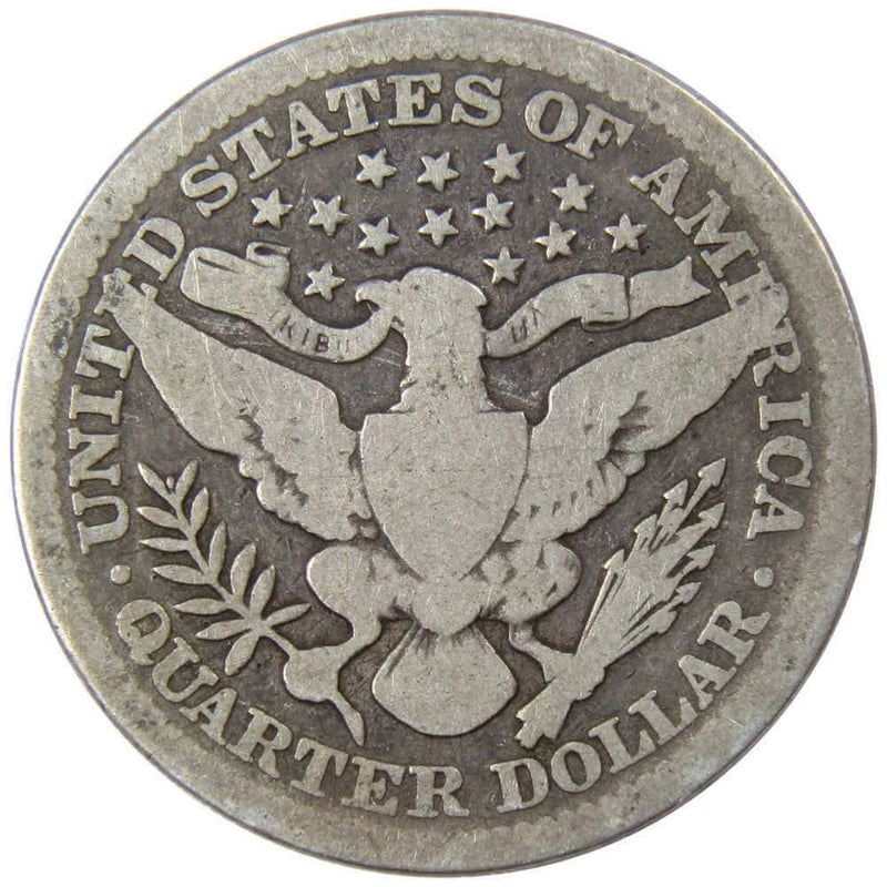 1908 Barber Quarter Circulated Silver 25c Coin Collectible-2