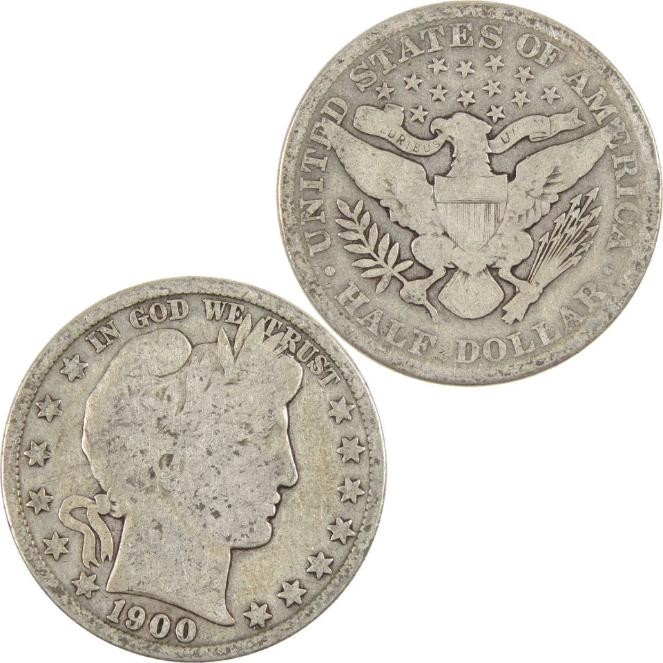 1900 Barber Half Dollar Circulated Silver 50c Coin Collectible-4