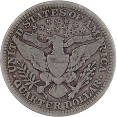 1909 D Barber Quarter Circulated Silver 25c Coin Collectible-2