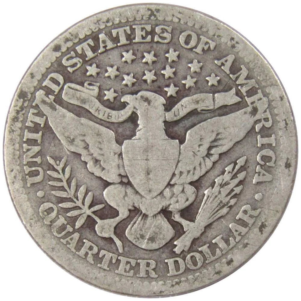 1914 Barber Quarter G Good 90% Silver 25c US Type Coin Collectible-2