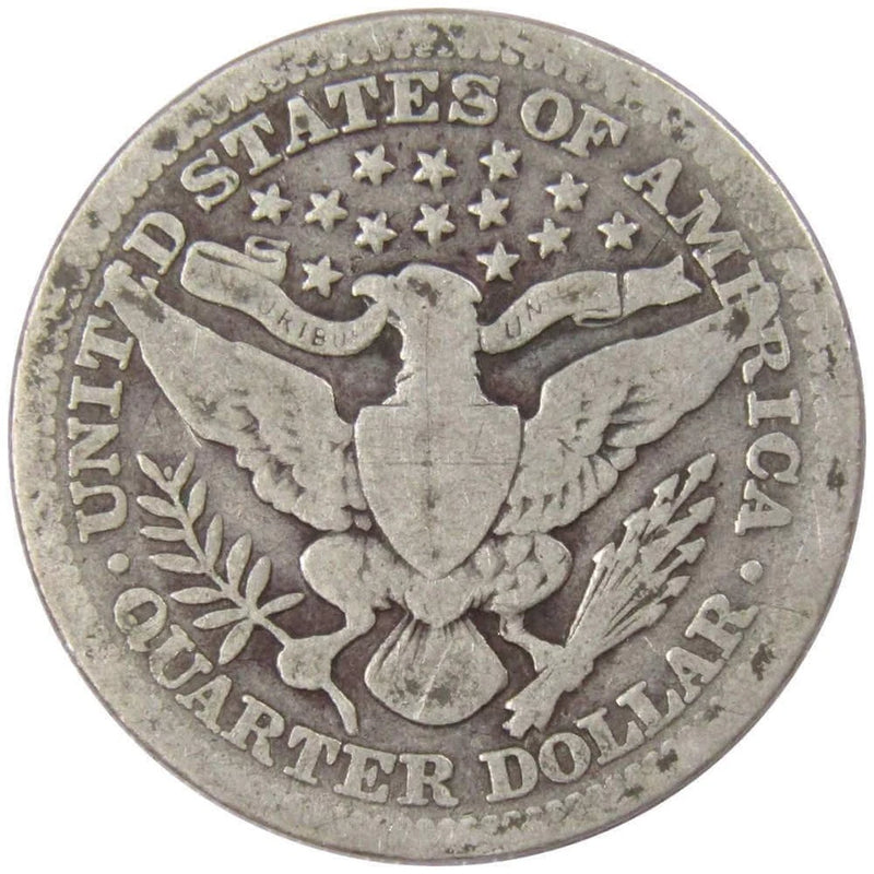 1914 Barber Quarter G Good 90% Silver 25c US Type Coin Collectible-2