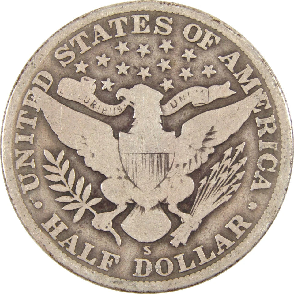 1914 S Barber Half Dollar G Good Silver 50c Coin-2