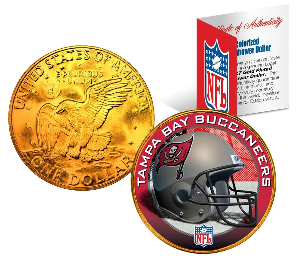 TAMPA BAY BUCS NFL 24K Gold Plated IKE Dollar US Coin OFFICIALLY LICENSED-1