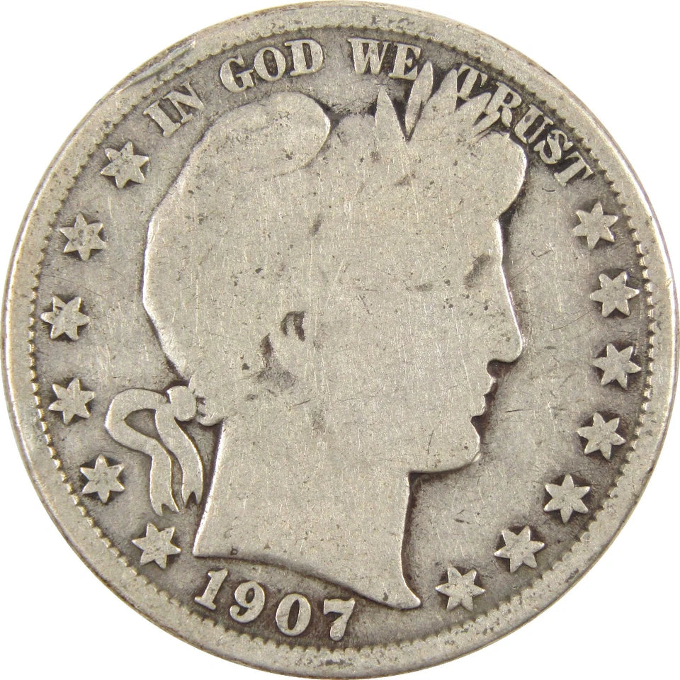 1907 O Barber Half Dollar G Good Silver 50c Coin-1