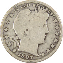 1907 O Barber Half Dollar G Good Silver 50c Coin-1
