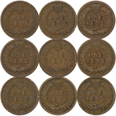 1900-1908 Indian Head Cent Penny Consecutive 9 Coin Set Circulated-2