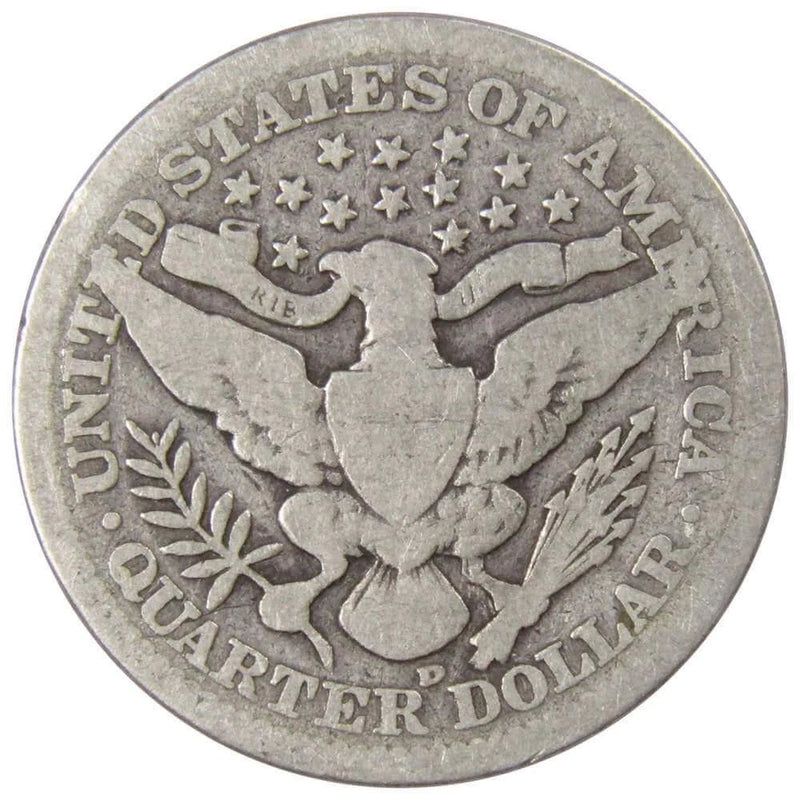 1908 D Barber Quarter Circulated Silver 25c Coin Collectible-2