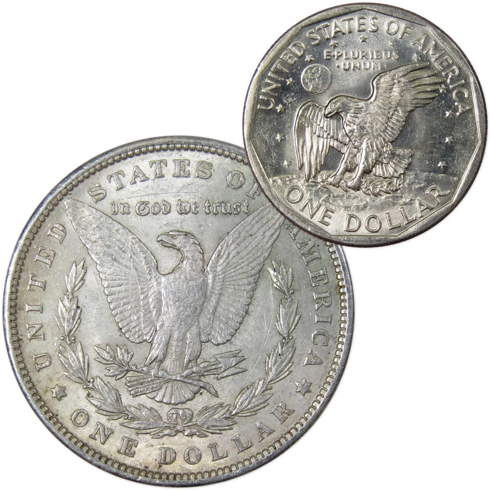 1900 Morgan Dollar AU About Uncirculated with 1980 S SBA$ BU Uncirculated-2