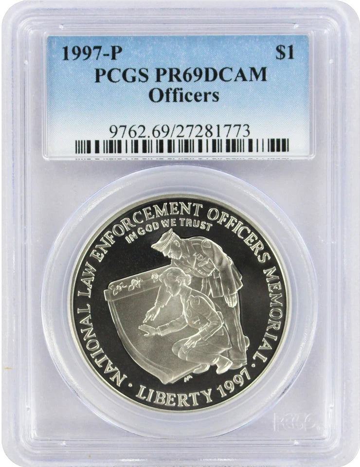 1997-P Officers Law Enforcement Silver Commemorative Dollar PR69DCAM PCGS Proof