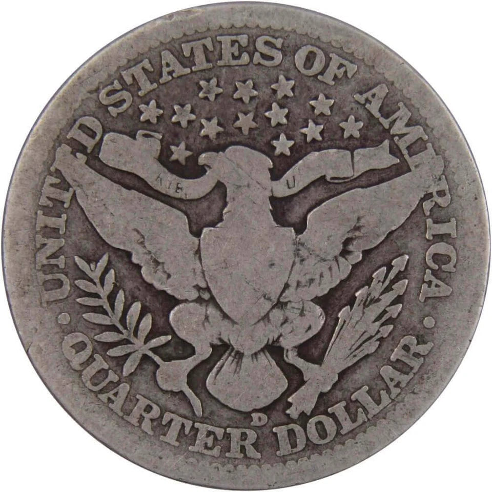 1916 D Barber Quarter Circulated Silver 25c Coin Collectible-2