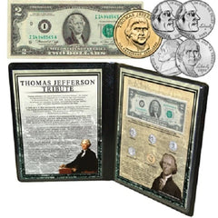 Thomas Jefferson Coin and Bank Note Tribute Collection in Collectors Folder-1