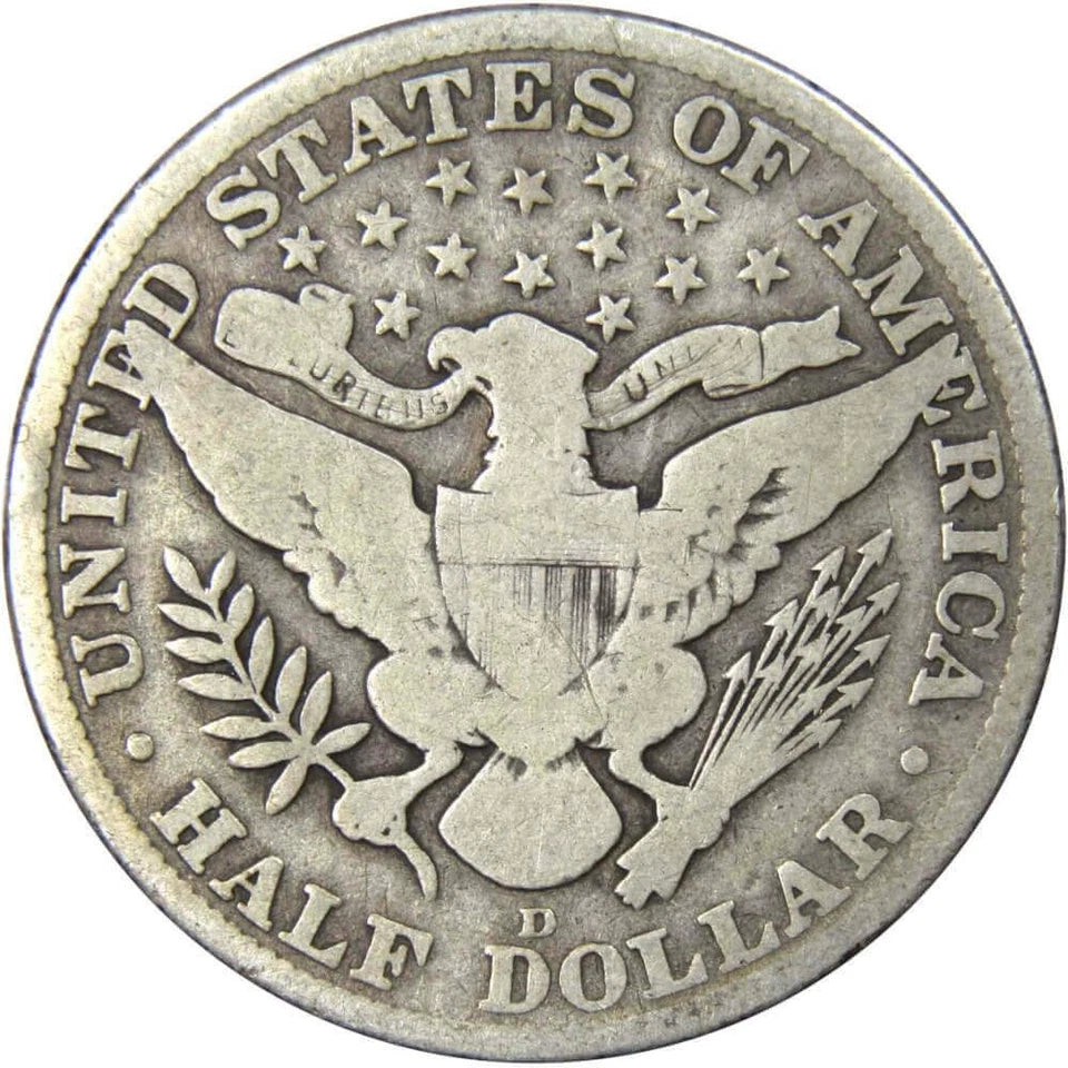 1912 D Barber Half Dollar VG Very Good 90% Silver 50c US Type Coin Collectible-2