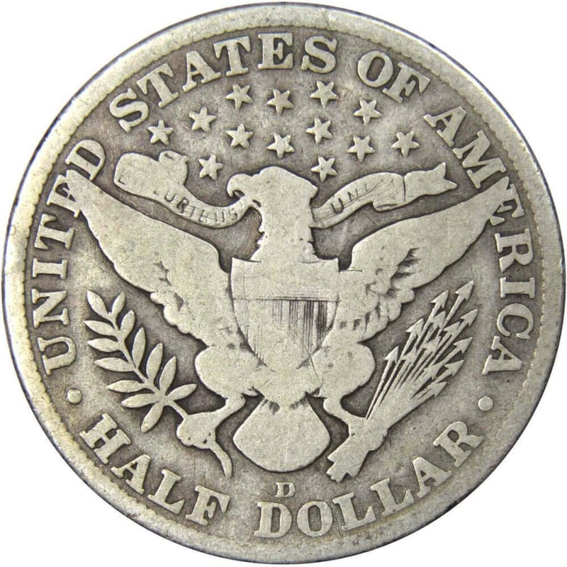 1912 D Barber Half Dollar VG Very Good 90% Silver 50c US Type Coin Collectible-2